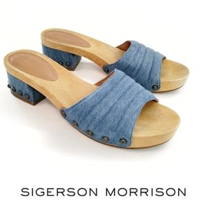 Sigersun Morrison Abel Studded Denim Sandal Clog Size 11